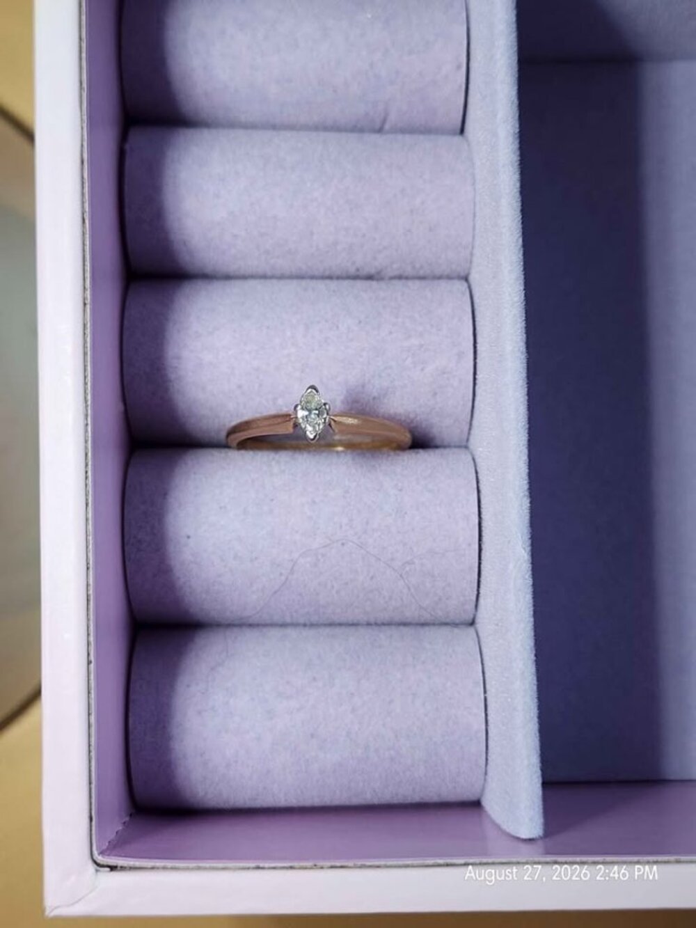 Dainty Gold & Tiny Diamond Marquise Ring – Vintage Petite Ring